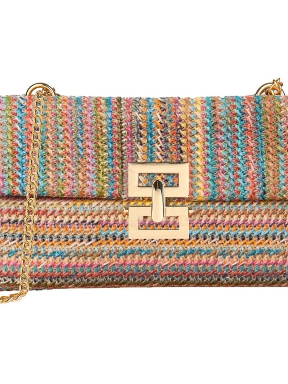 Straw Chain Clutch Purses for Women Ladies Woven Envelope Handbag Shoulder Cross